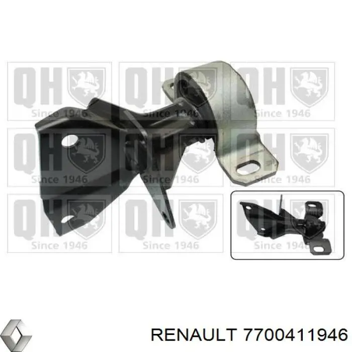 Подушка (опора) двигуна, ліва 7700411946 Renault (RVI)