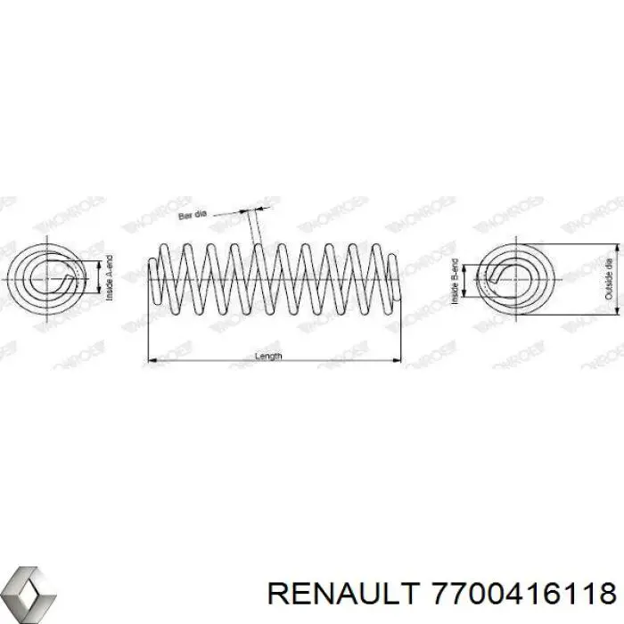 Пружина задня Renault (RVI) 7700416118 ціна, від 20.05 USD