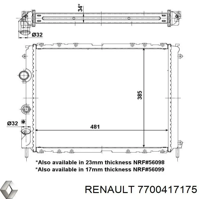 Купити 7700417175 Renault (RVI) Радіатор двигуна