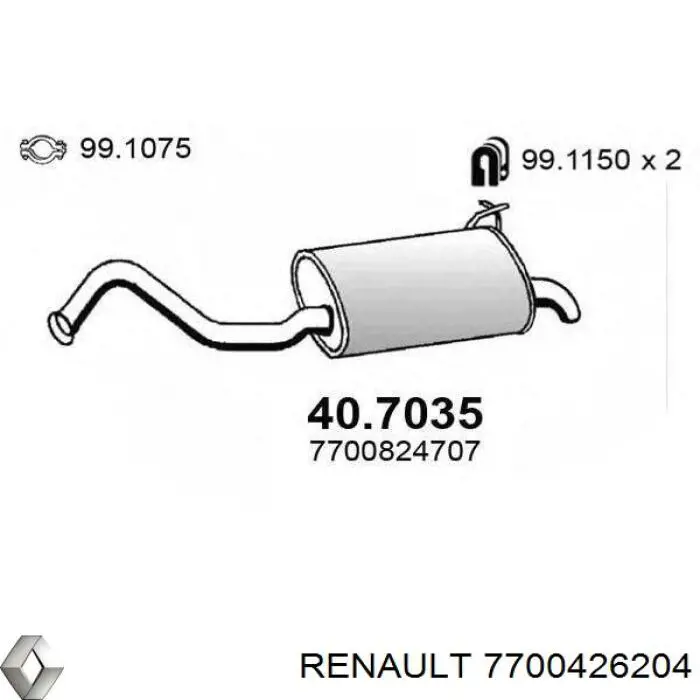 Вихлоп Renault (RVI) 7700426204 ціна, від 50.16 USD