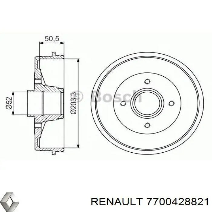 Барабан гальмівний задній Renault (RVI) 7700428821 ціна, від 30.43 USD