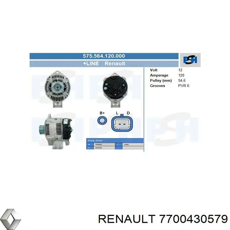 Генератор 7700430579 Renault (RVI)
