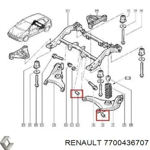 7700436707 Renault (RVI) сайлентблок заднього нижнього важеля