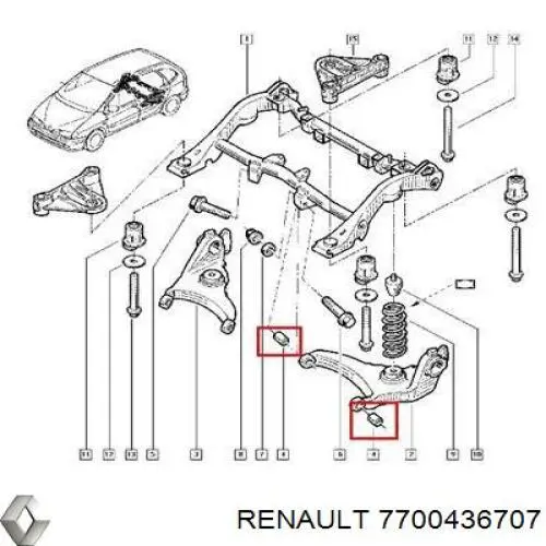 Сайлентблок заднього нижнього важеля Renault (RVI) 7700436707 ціна, від 21.44 USD
