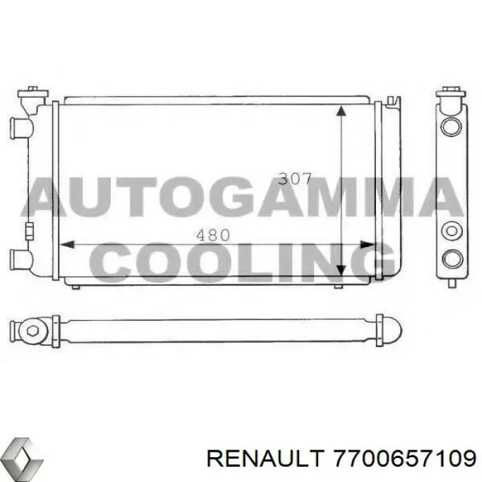 Радіатор охолодження двигуна 7700657109 Renault (RVI)