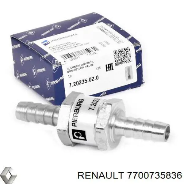 7700735836 Renault (RVI) зворотній клапан повернення палива