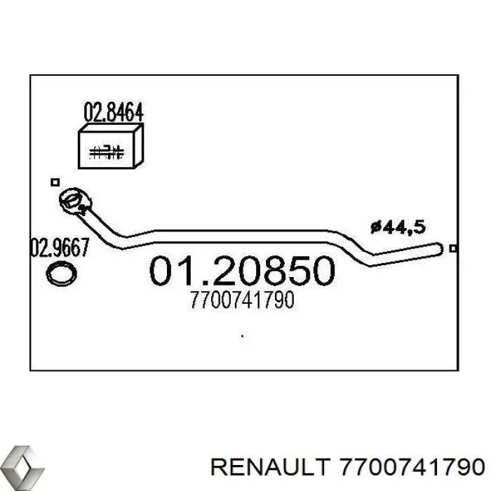 Глушник, центральна частина 7700741790 Renault (RVI)