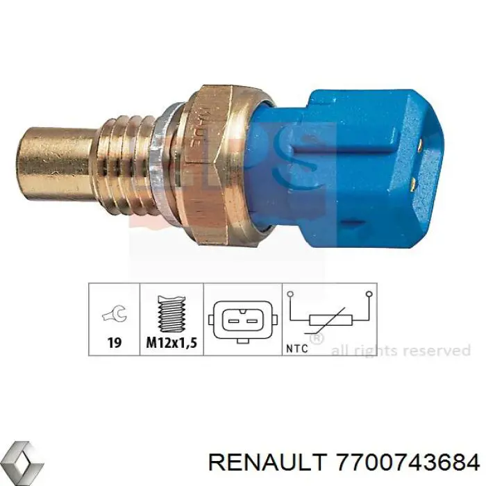 7700743684 Renault (RVI) датчик температури охолоджуючої рідини
