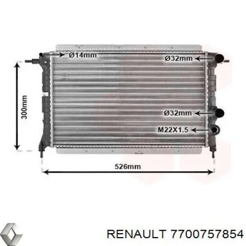 Радіатор основний Renault (RVI) 7700757854 ціна, від 481.65 USD