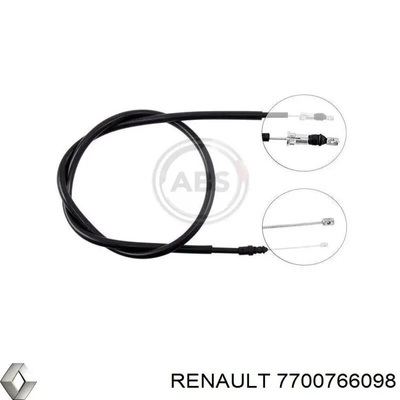 7700766098 Renault (RVI) трос ручного гальма задній, правий/лівий