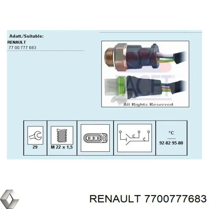 7700777683 Renault (RVI) термо-датчик включення вентилятора радіатора