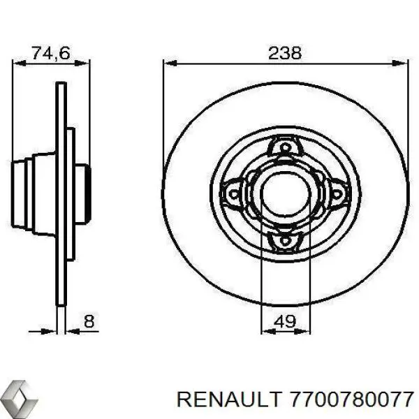 7700780077 Renault (RVI) диск гальмівний задній
