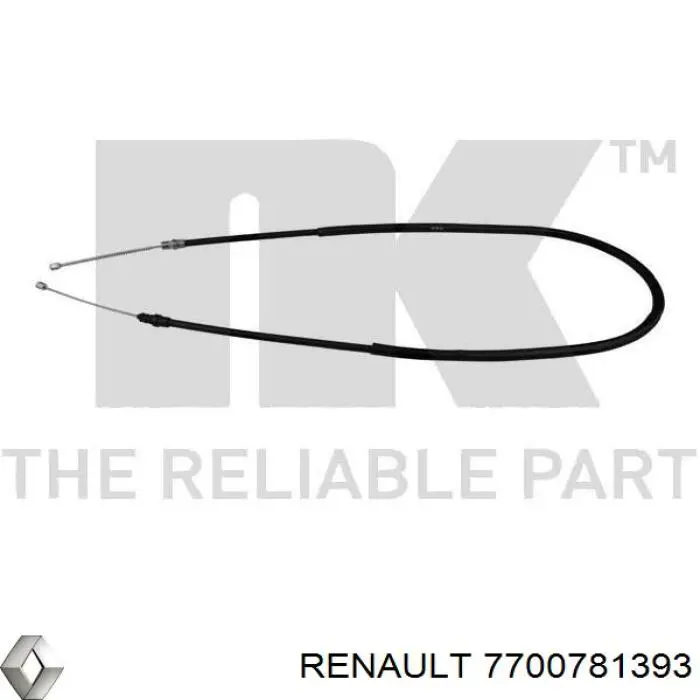 Трос ручного гальма задній, правий/лівий 7700781393 Renault (RVI)