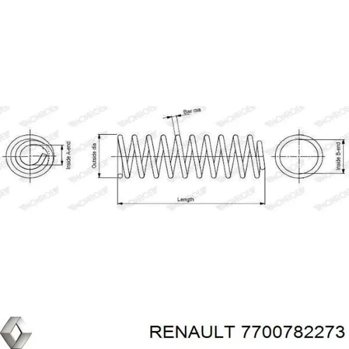 7700782273 Renault (RVI) пружина передня