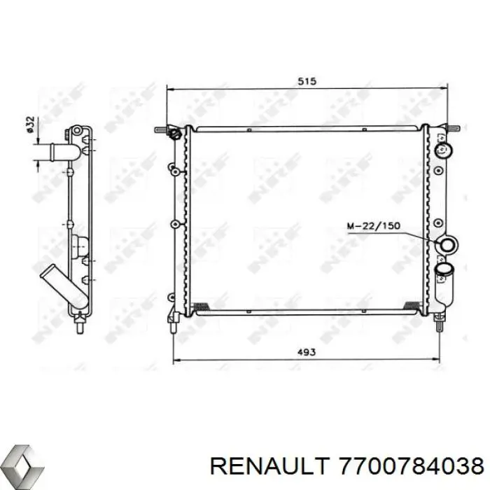 7700784038 Renault (RVI) Радіатор охолодження двигуна