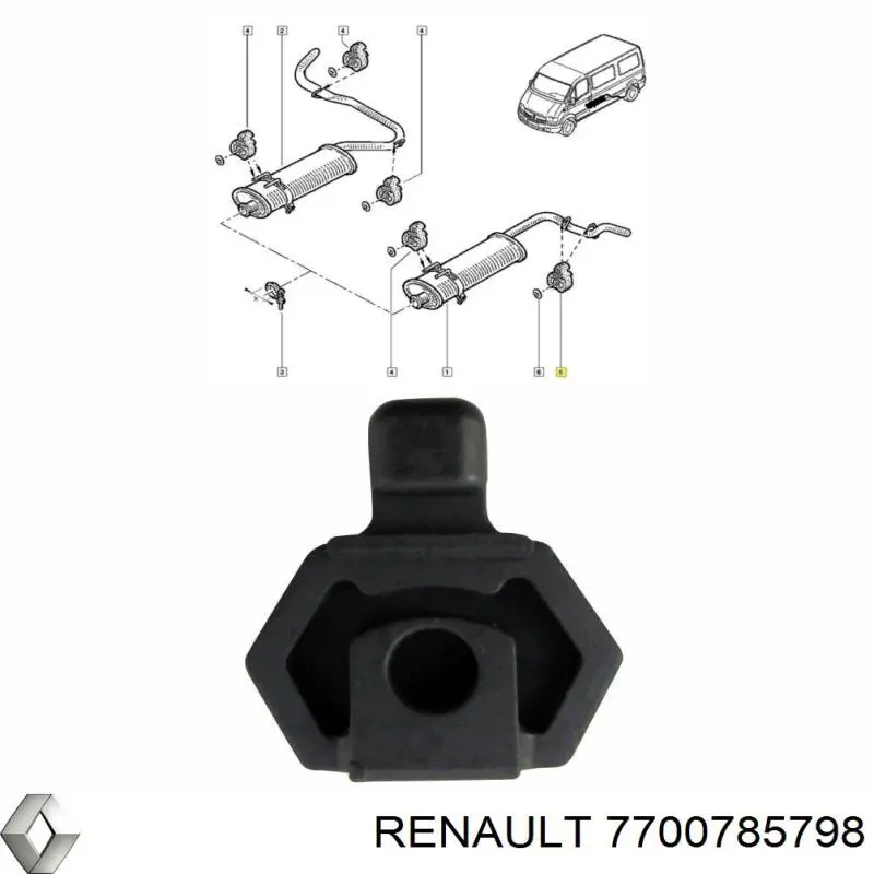 Подушка кріплення глушника Renault (RVI) 7700785798 ціна, від 1.00 USD