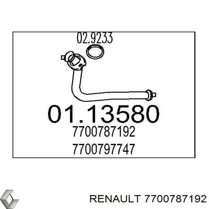 Труба приймальна (штани) глушника, передня Renault (RVI) 7700787192 ціна, від 20.20 USD