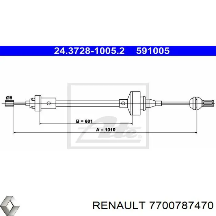 Трос зчеплення Renault (RVI) 7700787470 ціна, від 5.64 USD
