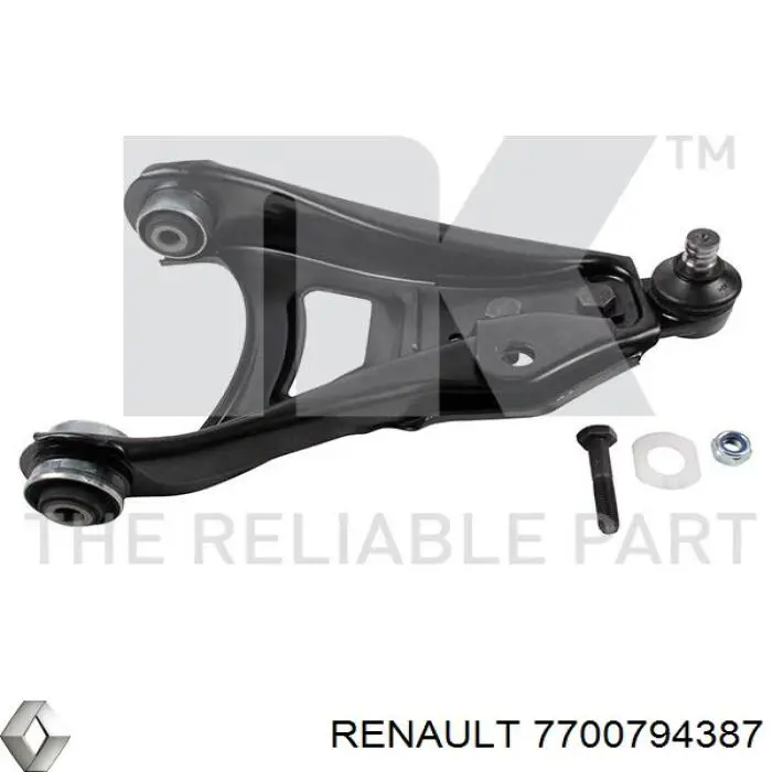 Важіль передньої підвіски нижній, правий 7700794387 Renault (RVI)