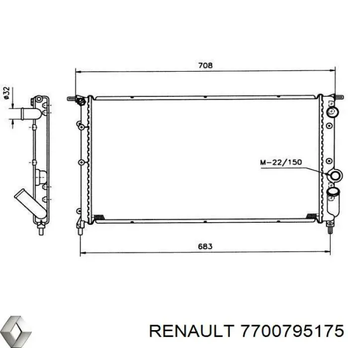 Радіатор основний Renault (RVI) 7700795175 ціна, від 39.99 USD