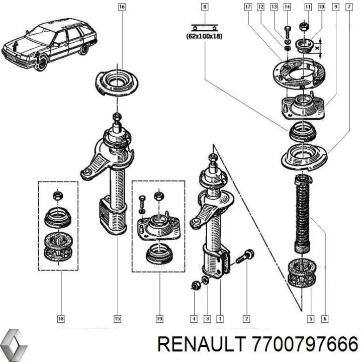 Підшипник верхньої опори Renault (RVI) 7700797666