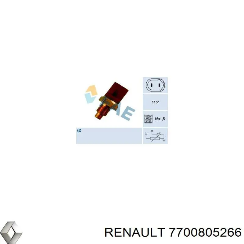 Датчик температури охолоджуючої рідини 7700805266 Renault (RVI)