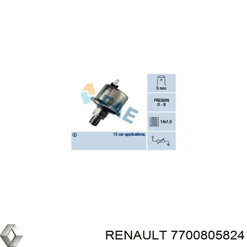 Датчик тиску масла 7700805824 Renault (RVI)