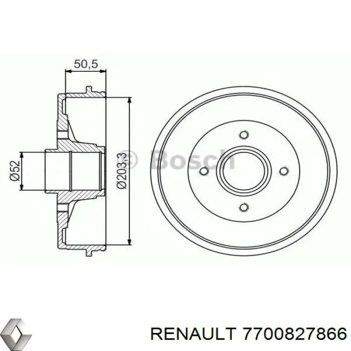 7700827866 Renault (RVI) барабан гальмівний задній