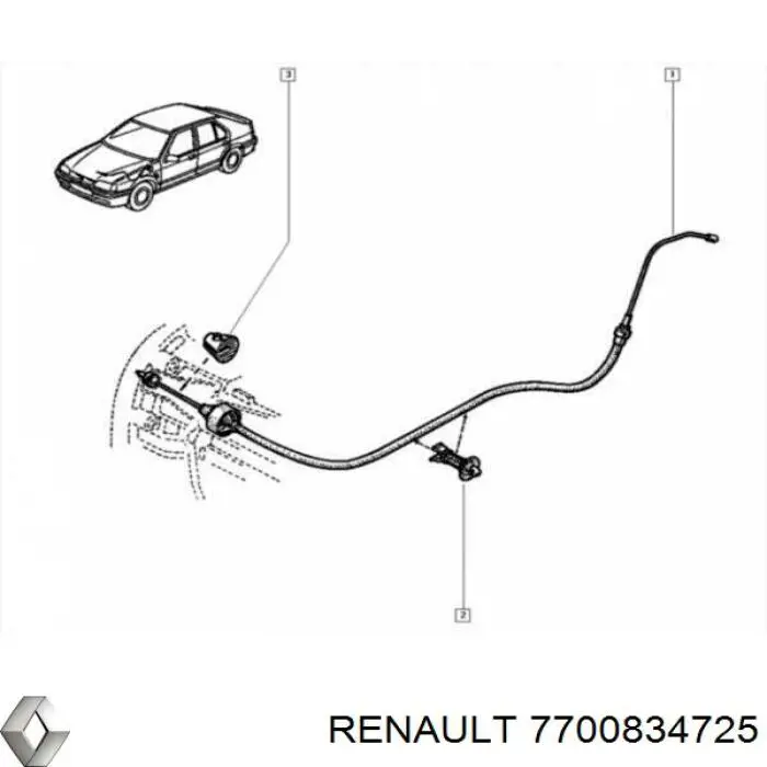 Трос зчеплення Renault (RVI) 7700834725 ціна, від 5.64 USD