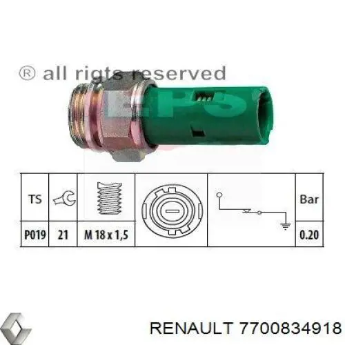 7700834918 Renault (RVI) датчик тиску масла