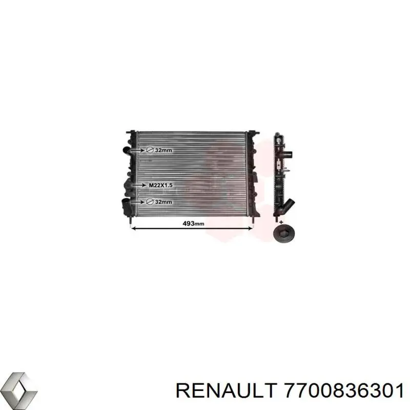 7700836301 Renault (RVI) радіатор охолодження двигуна