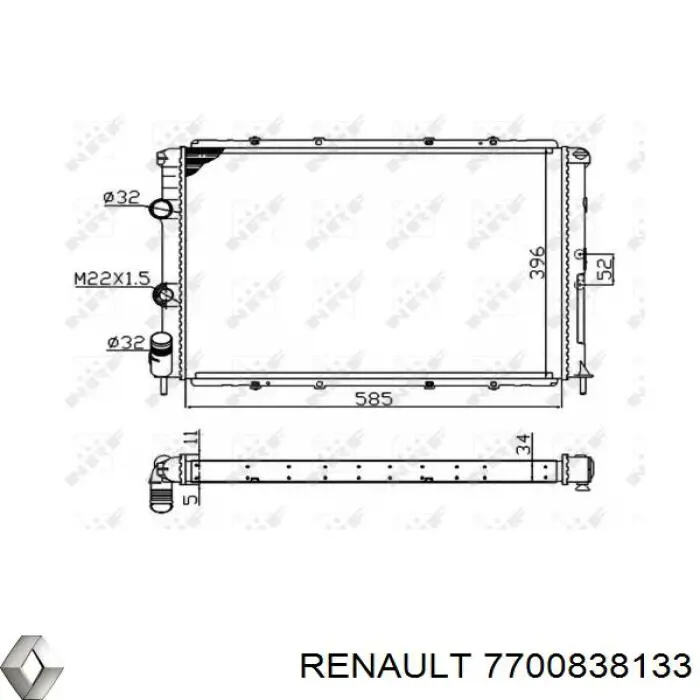 Радіатор основний Renault (RVI) 7700838133 ціна, від 61.89 USD