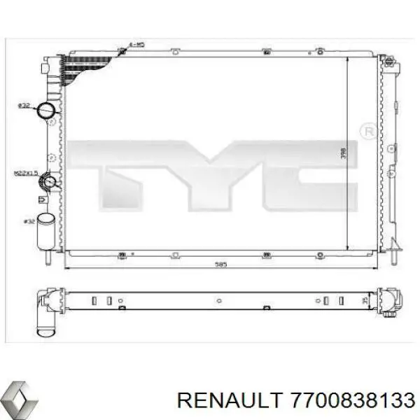 Купити 7700838133 Renault (RVI) Радіатор двигуна