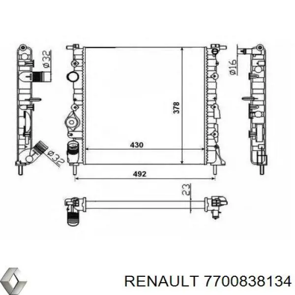 7700838134 Renault (RVI) Радіатор охолодження двигуна