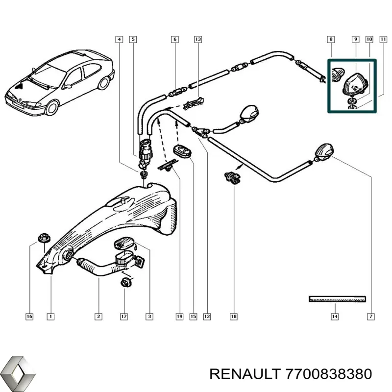 7700838380 Renault (RVI) Омивач скла дверей задка