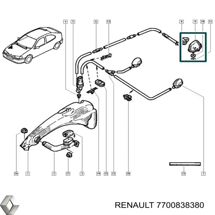 Купити 7700838380 Renault (RVI) Форсунка омивача заднього скла