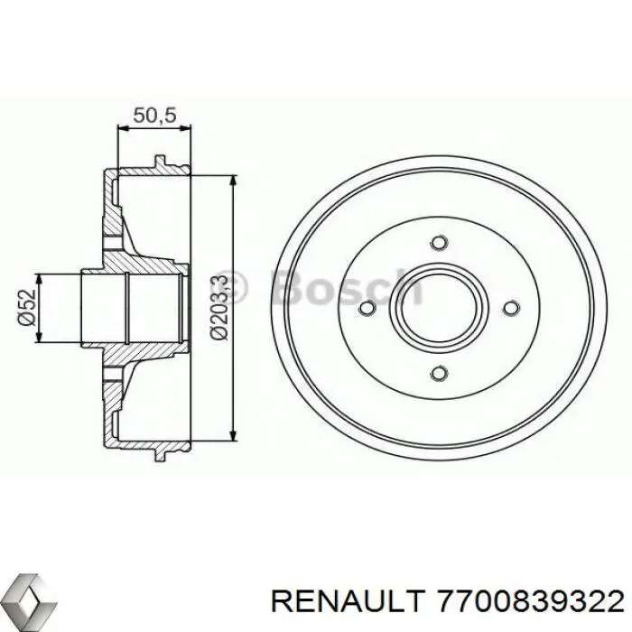 Купити 7700839322 Renault (RVI) Барабан гальмівний задній