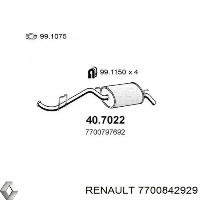  Глушник, задня частина Renault Clio 1