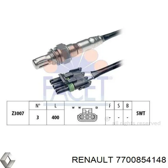 7700854148 Renault (RVI) лямбдазонд, датчик кисню