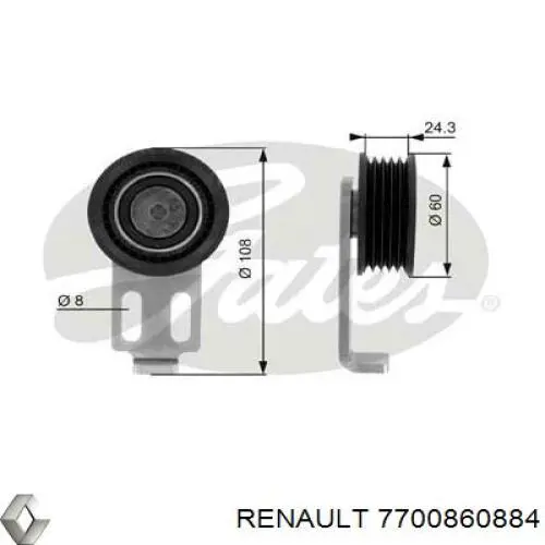 7700860884 Renault (RVI) ролик натягувача приводного ременя
