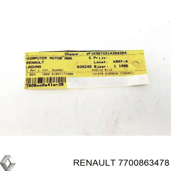  Renault (RVI) 7700863478 ціна, від 56.34 USD