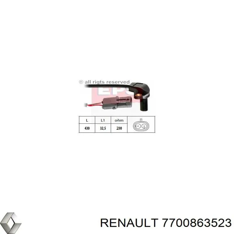 7700863523 Renault (RVI) датчик положення (оборотів коленвалу)