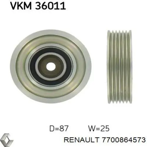 7700864573 Renault (RVI) ролик приводного ременя, паразитний