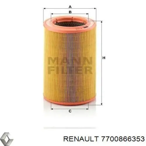 Елемент повітряного фільтра Renault (RVI) 7700866353 ціна, від 15.48 USD