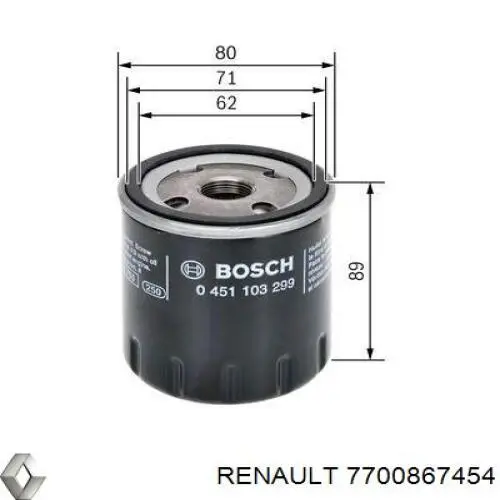Масляний фільтр двигуна Renault (RVI) 7700867454 ціна, від 5.87 USD