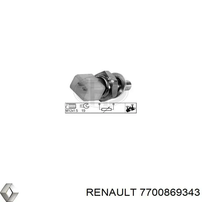 Датчик температури охолоджуючої рідини 7700869343 Renault (RVI)