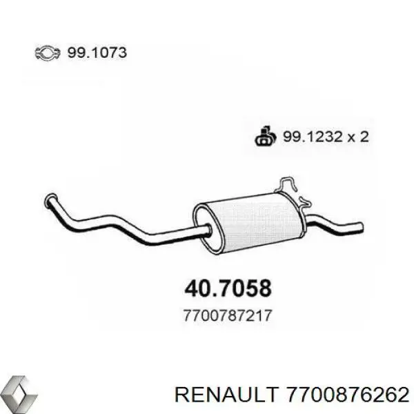 7700876262 Renault (RVI) глушник, задня частина