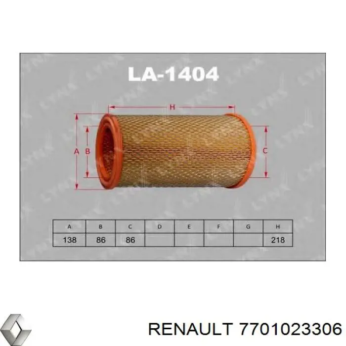 7701023306 Renault (RVI) фільтр повітряний