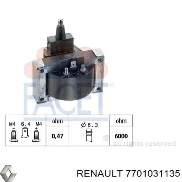 7701031135 Renault (RVI) котушка запалювання