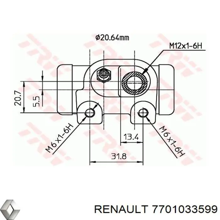 Циліндр гальмівний колісний/робочий, задній Renault (RVI) 7701033599 ціна, від 5.49 USD